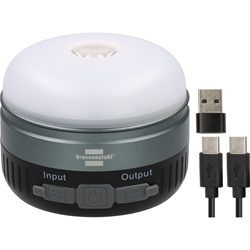 Brennenstuhl Akku Solar LED Outdoor Leuchte OLI 400 AS (Campinglampe IP54 mit 450lm, bis zu 70h Leuchtdauer, dimmbar, 2 austauschbare Akkus 18500, Powerbank, USB C Ladekabel) Nr. 1173740004