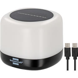 Brennenstuhl Akku Solar LED Outdoor Leuchte GL 400 AS (Campinglampe IP44 mit 400lm, bis zu 45h Leuchtdauer, 3 Schaltstufen, austauschbarer Akku 18650, Powerbank, USB C Ladekabel) Nr. 1173740005