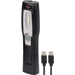 Brennenstuhl Akku LED Handleuchte HL 201 A / LED Werkstattlampe mit Akku (250 + 70lm, knickbarer Haltefuß, handliche Arbeitsleuchte mit Magnet und Haken, inklusive USB C Kabel) Nr. 1175430020