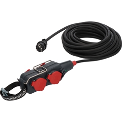 Brennenstuhl Professional Powerblock mit Verlängerungsleitung / Verteilersteckdose 4-fach (15m Kabel schwarz, Baustelleneinsatz und ständiger Einsatz im Freien, IP54, Steckdosen in 45°-Anordnung) Nr. 9161150161