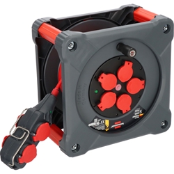 Brennenstuhl Professional Baustellen-Kabeltrommel mit Powerblock KC 3210 5 (33+5m, H07BQ-F3G2.5 Kabel in rot, 5 Schutzkontakt-Steckdosen, ständiger Einsatz im Freien, Made in Germany) Nr. 9212380210