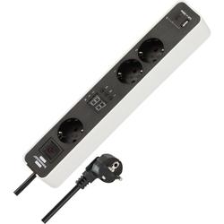 Brennenstuhl Ecolor Steckdosenleiste 3-fach mit Countdown Timer, 1x USB A, 1x USB C, weiß/schwarz, 1,5m H05VV-F 3G1,5 Nr. 1153230026