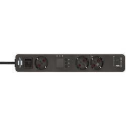 Brennenstuhl Ecolor Steckdosenleiste 3-fach mit Countdown Timer, 1x USB A, 1x USB C, weiß/schwarz, 1,5m H05VV-F 3G1,5 Nr. 1153230026