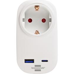 Brennenstuhl Steckdosensdapter mit USB C Power Delivery 20W, 1x USB A 18W weiß Nr. 1508210010