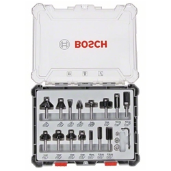 Bosch 15-tlg. Fräser-Set, 6-mm-Schaft, für Handfräsen Nr. 2607017471