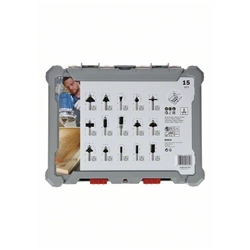 Bosch 15-tlg. Fräser-Set, 6-mm-Schaft, für Handfräsen Nr. 2607017471