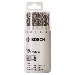 Bosch 19-tlg. Metallbohrer-Set HSS-G, DIN 338, 135° im Kunststoffrohr, 1-10mm Nr. 2607018361