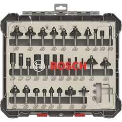 Bosch 30-tlg. Fräser-Set, 8-mm-Schaft, für Handfräsen Nr. 2607017475