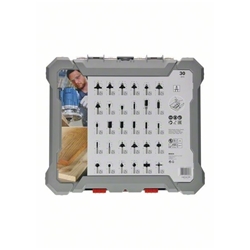 Bosch 30-tlg. Fräser-Set, 8-mm-Schaft, für Handfräsen Nr. 2607017475