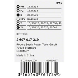 Bosch 32-tlg. Schrauberbit-Set, PH, PZ, H, T, für Bohrmaschinen/Schrauber Nr. 2607017319