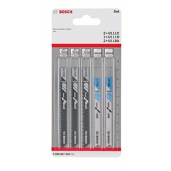 Bosch 5-tlg. Stichsägeblatt-Set Wood and Metal, U-Schaft U 111 C, U 111 D, U 118 A Nr. 2608667855