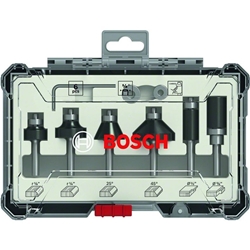 Bosch 6-tlg. Rand- und Kantenfräser-Set, 1/4-Zoll-Schaft, für Handfräsen Nr. 2607017470
