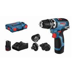 Bosch Akku-Bohrschrauber GSR 12V-35 FC, mit 2 x 3.0Ah Li-Ion Akku, 4 Aufsätze, L-BOXX Nr. 06019H3000