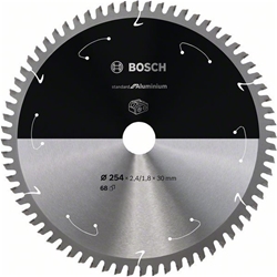 Bosch Akku-Kreissägeblatt Standard for Aluminium, 254x2,4/1,8x30, 68 Zähne Nr. 2608837780