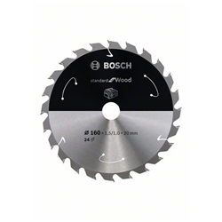 Bosch Akku-Kreissägeblatt Standard for Wood, 160x1,5/1x20, 24 Zähne Nr. 2608837676
