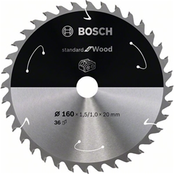 Bosch Akku-Kreissägeblatt Standard for Wood, 160x1,5/1x20, 36 Zähne Nr. 2608837677