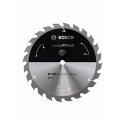 Bosch Akku-Kreissägeblatt Standard for Wood, 165x1,5/1x10, 24 Zähne Nr. 2608837679
