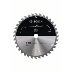 Bosch Akku-Kreissägeblatt Standard for Wood, 165x1,5/1x15,875, 36 Zähne Nr. 2608837682