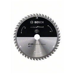 Bosch Akku-Kreissägeblatt Standard for Wood, 165x1,5/1x20, 48 Zähne Nr. 2608837687