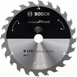 Bosch Akku-Kreissägeblatt Standard for Wood, 173x1,5/1,0x20, 24 Zähne Nr. 2608837690