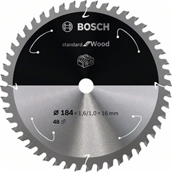 Bosch Akku-Kreissägeblatt Standard for Wood, 184x1,6/1x16, 48 Zähne Nr. 2608837701