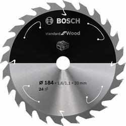 Bosch Akku-Kreissägeblatt Standard for Wood, 184x1,6/1,1x20, 24 Zähne Nr. 2608837702