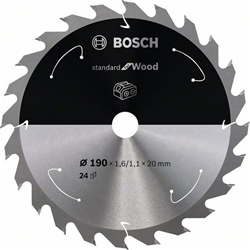 Bosch Akku-Kreissägeblatt Standard for Wood, 190x1,6/1,1x20, 24 Zähne Nr. 2608837704