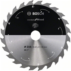 Bosch Akku-Kreissägeblatt Standard for Wood, 216x1,7/1,2x30, 24 Zähne Nr. 2608837724