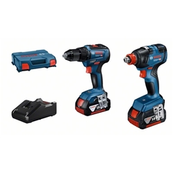 Bosch Combo Kit GD x 18V-200 + GSR 18V-55, mit 2 x Akku GBA 18V 4.0Ah, Schnellladegerät, L-Case Nr. 06019J2207