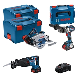 Bosch Combo Kit mit 3 18V-Werkzeugen: GSB 18V-110C/GKS 18V-68GC /GSA 18V-28, mit 3 x Akku: 1 x Akku ProCORE18V 4.0Ah, 2 x Akku ProCORE18V 5.5Ah Nr. 0615990N38