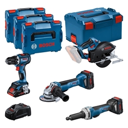 Bosch Combo Kit mit 4 18V-Werkzeugen: GSR, GWS, GKM, GGS, mit 3 x Akku: 1 x Akku ProCORE18V 4.0Ah, 2 x Akku ProCORE18V 5.5Ah Nr. 0615990N3A