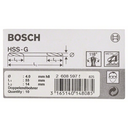 Bosch Doppelendbohrer HSS-G, 4x14x55mm, 10er-Pack Nr. 2608597588