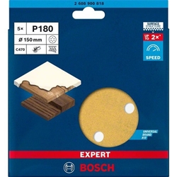 Bosch EXPERT C470 Schleifpapier, 6 Löcher, für Exzenterschleifer, 150mm, K 180, 5-tlg. Nr. 2608900818