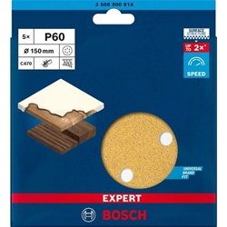 Bosch EXPERT C470 Schleifpapier, 6 Löcher, für Exzenterschleifer, 150mm, K 60, 5-tlg. Nr. 2608900814
