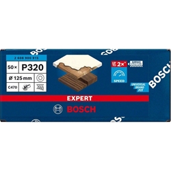 Bosch EXPERT C470 Schleifpapier, 8 Löcher, für Exzenterschleifer, 125mm, K 320, 50-tlg. Nr. 2608900915