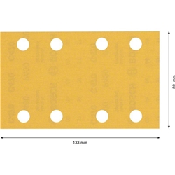 Bosch EXPERT C470 Schleifpapier, 8 Löcher, für Schwingschleifer, 80x133mm, K 400, 10 Stück Nr. 2608900885