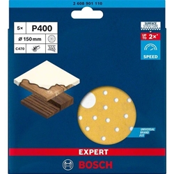 Bosch EXPERT C470 Schleifpapier, Mehrloch, für Exzenterschleifer, 150mm, K 400, 5-tlg. Nr. 2608901110