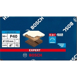 Bosch EXPERT C470 Schleifpapier, ohne Löcher, für Winkelschleifer und Bohrer, 125mm, G 40, 50-tlg. Nr. 2608900951