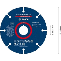 Bosch EXPERT Carbide Multi Wheel Trennscheibe, 115mm, 22,23mm, 1er-Pack Nr. 2608901188