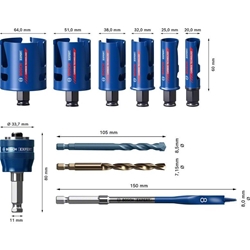 Bosch EXPERT Construction Material Lochsäge-Set 20/25/32/38/51/64mm, 10-tlg. Nr. 2608900490