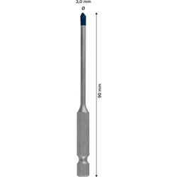 Bosch EXPERT HEX-9 HardCeramic Bohrer, 3x90mm, für Dreh- und Schlagbohrer Nr. 2608900587