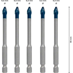 Bosch EXPERT HEX-9 HardCeramic Dachziegel-Bohrer-Set, 6mm, 5-tlg. Nr. 2608900599