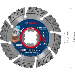 Bosch EXPERT MultiMaterial X-LOCK Diamanttrennscheiben, 115x22,23x2,4x12mm, 1er-Pack Nr. 2608900669