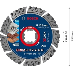 Bosch EXPERT MultiMaterial X-LOCK Diamanttrennscheiben, 125x22,23x2,4x12mm, 1er-Pack Nr. 2608900670