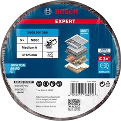 Bosch EXPERT N880 Vliesscheibe für Exzenterschleifer, 128mm, mittel, 5-tlg. Nr. 2608901386