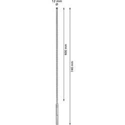 Bosch EXPERT SDS max-8X Hammerbohrer, 12x600x740mm, für Bohrhämmer Nr. 2608900203