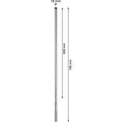 Bosch EXPERT SDS max-8X Hammerbohrer, 18x600x740mm, für Bohrhämmer Nr. 2608900223