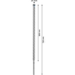 Bosch EXPERT SDS max-8X Hammerbohrer, 25x600x720mm, für Bohrhämmer Nr. 2608900242