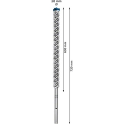 Bosch EXPERT SDS max-8X Hammerbohrer, 28x600x720mm, für Bohrhämmer Nr. 2608900249
