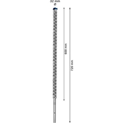 Bosch EXPERT SDS max-8X Hammerbohrer, 32x600x720mm, für Bohrhämmer Nr. 2608900256